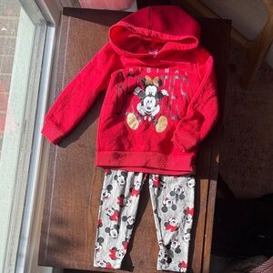 Red Mickey Mouse Hoodie and Leggings Set